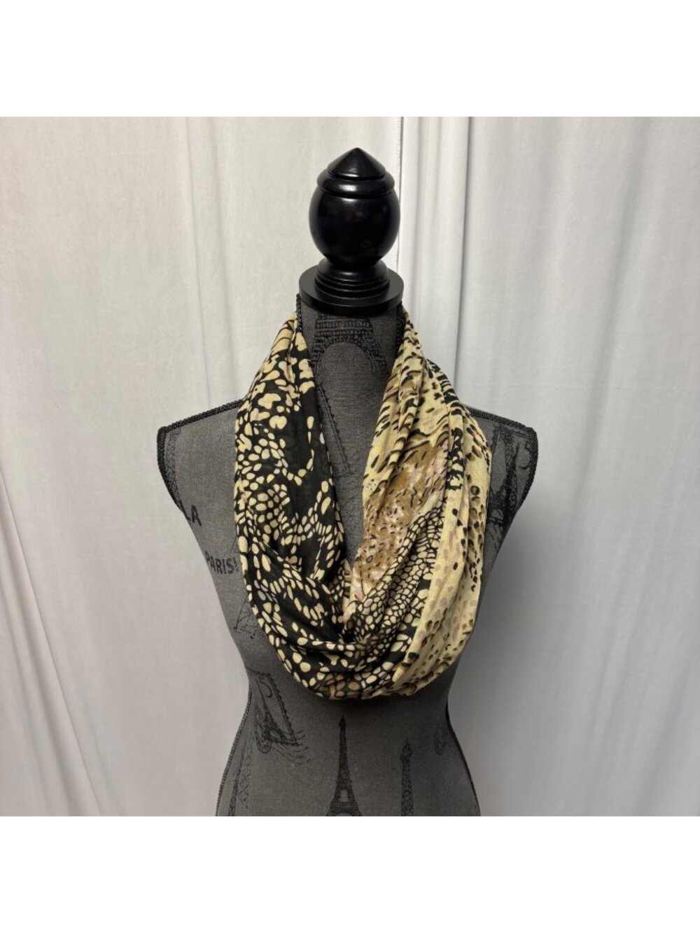 Animal Print Infinity Scarf Lightweight Brown Black Classic Earthy Safari